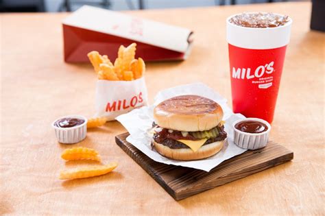 Next, you'll be able to review, place, and track your order. . Milos hamburgers near me
